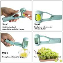 1pc Grape Cutter, Suitable For Toddlers And Infants, Can Cut Grapes, Cherries, Tomatoes, Strawberries Into Quarter Slices, For Vegetable & Fruit Salads, Cake Decorations, Stainless Steel Kitchen Small Tool Fruit Slicer - Multicolor - View 5