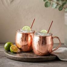 1/2/4pcs Rose Gold Copper Cup With Straw, Large Capacity Mug, Easy To Clean And Store, Suitable For All Seasons, Applicable For Various Cold Drinks, Home Dining Party Drinkware, Christmas Thanksgiving Gift - Rose Gold - View 11