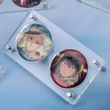 Anime Character Badge Acrylic Display Stand, Suitable For 58mm Badges, Multiple Styles To Choose From, Highly Transparent, Dustproof And Thickened, Can Be Used For Anime Merchandise And Series Badge Display Bricks - Black and White - View 6