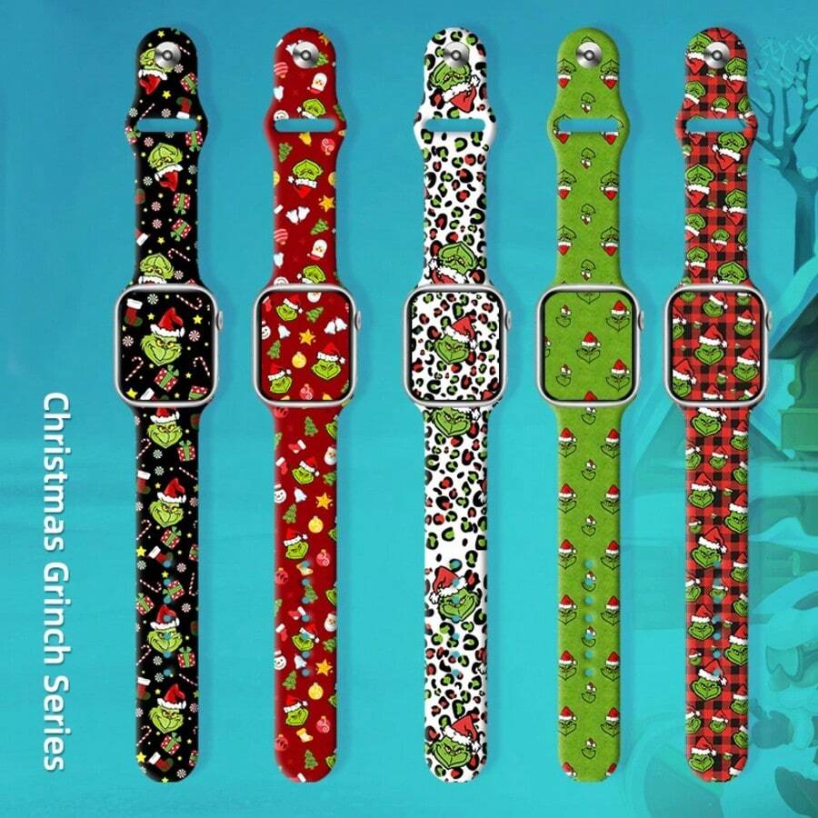 The Grinch Christmas Series Apple Silicone Watch Band Printed Compatible With Apple S10/11 - Multicolor - View 1