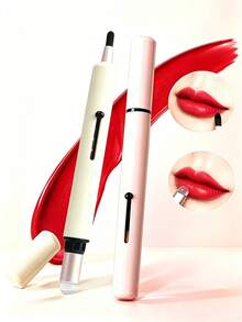 2-In-1 Dual-Ended Portable Lip Brush + Silicone Brush Head With Cap Makeup Brush For Lipstick, Lip Gloss, Lip Glaze, Convenient And Easy To Store, Simple Operation Suitable For Beginners - Multicolor - View 6