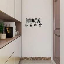 Cute 5pcs Cat Iron Key Hooks, Wall-Mounted Door Back Storage Rack, Creative Cartoon Cat Decorative Organizer Hook For Entryway, Hallway, Bathroom, Kitchen, Bedroom, Closet, Durable Farmhouse Rustic Style, Cute Kitty Gifts For Cat Lovers - View 1