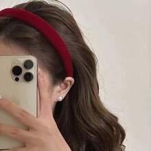 1 Piece 2cm Vintage Black Velvet Sponge Headband - Burgundy - View 4