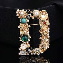 1 pieza Broche de letra de perla de cristal, alfiler de letra de esmalte colorido chapado en oro, regalo de joyería, adecuado para abrigo, bolso, sombrero, uso diario - Multicolor - Ver 12
