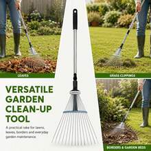 Adjustable Metal Garden Rake With Telescopic Handle (96–160 Cm), Height-Adjustable Lawn Rake, Suitable For Removing Leaves, Grass Clippings And Garden Waste – A Robust And Durable Garden Tool For Outdoor Use. - 1pc - View 2