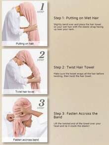 1/2pcs Women's Quick-Dry Microfiber Hair Towel Wrap, Fast-Drying Hair Band, Suitable For Long, Thick, Curly Hair, Large Super Soft Bath Hair Towel Set With Elastic Band - Multicolor - View 11