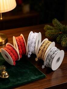 1pc Christmas Snowflake Ribbon, Christmas Gift Wrapping Ribbon, Multi-Color Christmas Decorative Ribbon, Suitable For Gift Wrapping, DIY Bow Making, Wreaths, Christmas Tree Decoration Accessories, Holiday Party Handmade Decoration Supplies - Multicolor - View 9