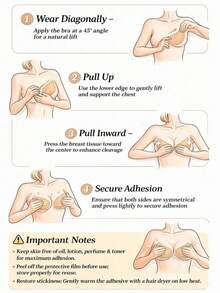 1pc Round Cup Push-Up Invisible Adhesive Bra, Adjustable Straps, Suitable For Camisole And Backless Dress - Multi-color - View 9