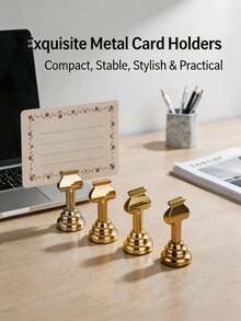 1/3/6pcs Table Number Card Holders, Premium Gold Metal Name Card Holders, Wedding Party Tabletop Decoration Card Holders - Gold - View 3