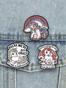 Set Pin Enamel Meme Unicorn Sarkastik Pelangi Manis Keren Kontras Kartun Lencana Kerah untuk Dekorasi Ransel Jaket - MultiWarna - View 4