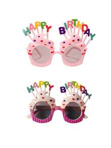 1pc Party Prop Glasses, Funny Cake & Slogan Design, Suitable For Photo Taking, Parties, Gatherings, Fun Selfie Props, Birthday Glasses, Christmas - Pink - View 10