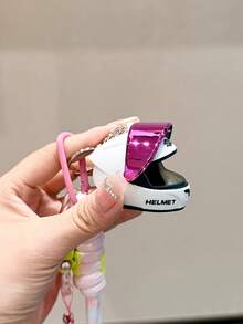 1pc Creative Colorful Motorcycle Helmet Keychain, Couple Bag Charm Keychain, Motorcycle Helmet Phone Lanyard, Car Keychain Gift - Multicolor - View 4