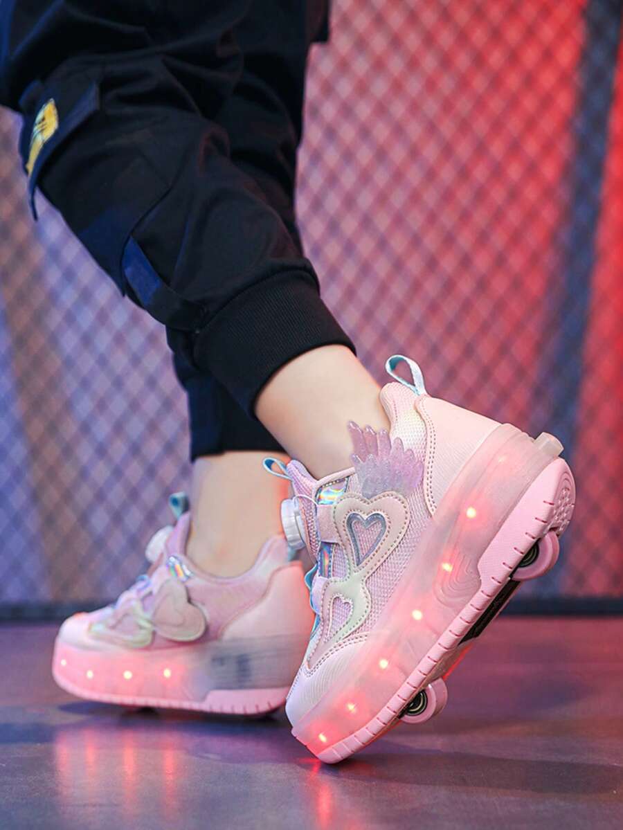 Unisex LED Rechargeable Light-Up Roller Shoes, Children's Multi-Functional Transformable Roller Skates With Detachable Wheels, Suitable For All Seasons, Outdoor And Sports