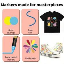 24/36 Colors Fabric Marker Set, Colorful Markers, Non-Erasable Fabric Paint - For T-Shirts, Bags, Textiles, Canvas, Canvas Bags, Shoes, Pillowcases, Etc. - Multicolor - View 6
