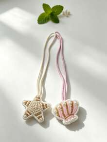 Handmade Beaded Ocean Creatures Bag Charm Set Starfish, Seahorse, Octopus & Lobster Fabric Appliques Accessories - Multicolor - View 4