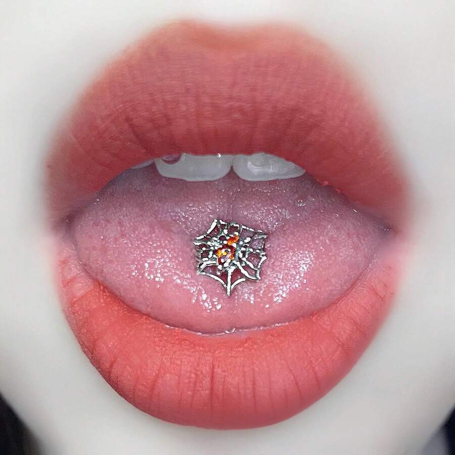Little Dog Tongue Stud External Thread Hot Girl Tongue Piercing Replacement Stud Non-Fading Silver Color Piercing Jewelry Halloween Christmas Daily Wear - Multicolor - View 1