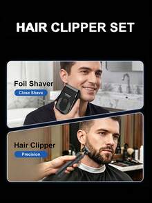 HIENA Men Hair Clipper & Electric Shaver Set, Dragon Pattern T-Blade Trimmer With Digital Display Foil Razor, USB Rechargeable Cordless Grooming Kit With Guide Combs, Ideal Gift For Him - Black - View 6