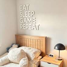 Custom 3D Letter Decor, Gamer Wall Art - Large "Eat Sleep Game Repeat" Wall Decoration - 3D Acrylic And Wood, Customizable Text, Black/White Color Options, Game Room Decor, Custom Handmade Acrylic Wood Corporate Logo Sign - Multicolor - View 11