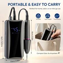 DianaBeauty 45000RPM Electric Nail Drill Machine, Rechargeable Nail File With LCD Display, Forward Reverse, Pause For Manicure Pedicure - Multicolor - View 9