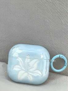 Korean Style Fresh Lily Flower Pendant Protective Case Compatible With AirPods 4, 3rd Generation, 1st/2nd Generation, Pro Wireless Bluetooth Earphones - Baby Blue - View 1