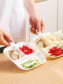 3-Compartment Prep Tray With Hanging Hole, Kitchen Onion Ginger Garlic Ingredient Divider Dish, Wall-Mountable Spill-Proof Condiment Tray, Hot Pot Prep Divided Plate - Multicolor - View 3