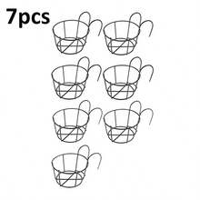 7Pcs Fashion Round Metal Hanging Planters - Perfect For Balcony, Garden, And Indoor Decor, Grow Succulents And Greenery On Hanging Racks - Recolor - View 12