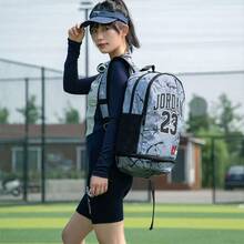 Ransel Nike Jordan Sport Casual dengan Resleting, Bahan Poliester, Ukuran Sedang, Unisex, Abu-abu - Grey - View 3