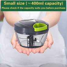 Portable Manual Food Chopper And Processor - Pull-Cord Onion Garlic Chopper With PS Blades, Compact Camping Chopper For Vegetables, Fruits, Nuts, Herbs - Easy To Clean, Pull-Cord Operation, Suitable For RV, BBQ And More (No) - Multicolor 1 - View 2