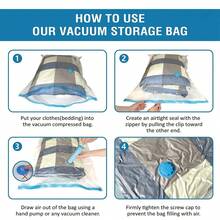 4 piezas Bolsas de compresión al vacío para viajes (con bomba manual) Bolsas selladas al vacío para ahorrar espacio para ropa, bolsas de almacenamiento de compresión portátiles, esencial de viaje, ajuste perfecto para varias maletas y mochilas, artículo para ahorrar espacio para vacaciones y viajes de negocios - Multicolor - Ver 12