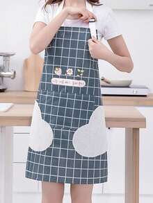 1pc Waterproof & Oil-Proof Apron With Towel Pocket, Suitable For Cooking And Baking, Ideal For Home Cleaning, Kitchen Cleaning, Stain-Resistant & Waterproof - Multicolor - View 11