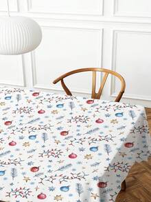 1pc Christmas Series Pattern Printed Tablecloth, Modern Style Polyester Fiber Rectangular Round Waterproof Tablecloth, Digital Printed Tablecloth Suitable For Living Room Home Use, Outdoor Dining Table, Small Round Table - Multicolor - View 7