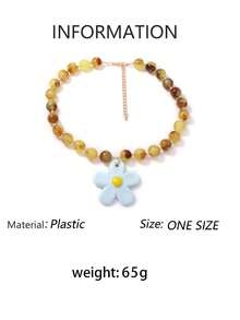 1pc Refreshing Cute Ceramic Flower Pendant Necklace, Minimalist Versatile Accessory For Women - Ceramic Flower Necklace - View 9