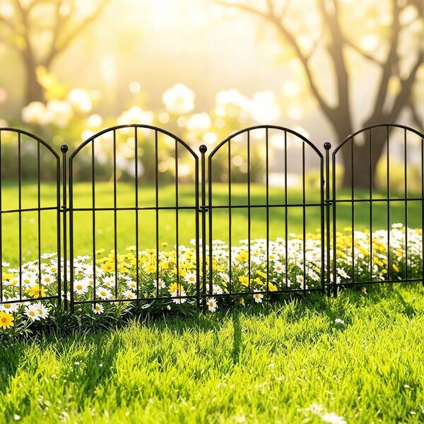 10 Pack Decorative Garden Fence, Total 17in(H) X10ft (10 Panels 17" H X 13" L) No Dig Rustproof Metal Fencing Panels Animal Barrier Arched Flower Bed Border Edging For Yard Patio Outdoor