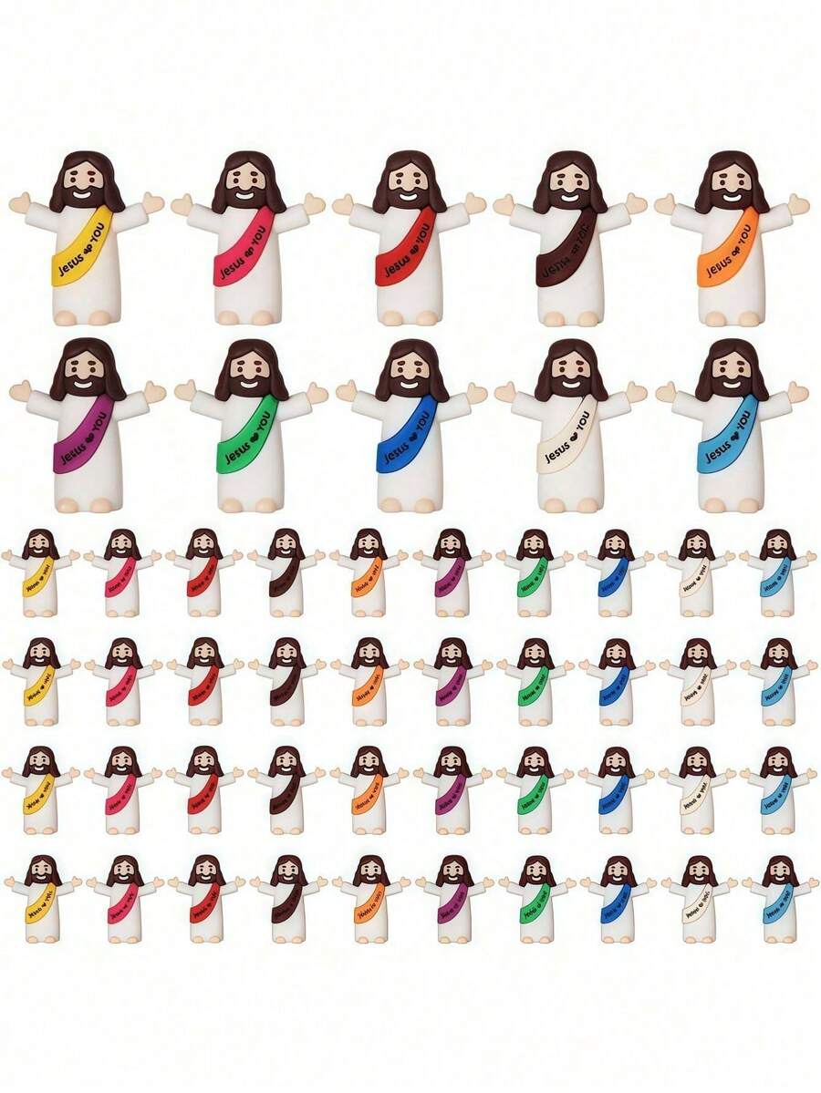 Jesus Statue, Mini Jesus Statue Loose, Multi-Color Mini Jesus Statue, Mini Statue For Finding Religious Gifts For Easter Egg Filling, Jesus Love You Statue - one-size - View 1