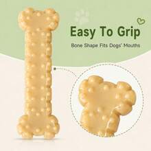 1pc Puppy Keep Durable Chew Toy, Suitable For Aggressive Chewers, Indestructible Dog Bone Toy For Small Dogs, Peanut Butter Scented Nylon Material, Puppy Teething And Dental Cleaning Toy - Yellow - View 9