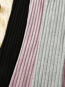 3pcs/Set Tween Girl Solid Color Tight Flared Pants, Autumn/Winter - Multicolor - View 5