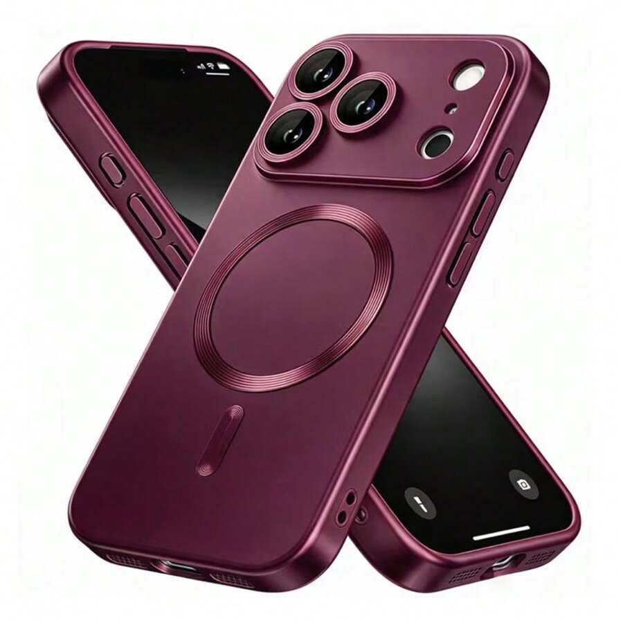 1pc Cherry Red Metallic Soft Phone Case, Compatible With IPhone 18pro/18promax/18/17 17 Air 17 Pro 17 Pro Max, Scratch-Resistant, Wear-Resistant, Shock-Absorbing Full Camera Protection, Ultra-Thin Design, Compatible With Iphone 13 11 16 Pro Max 15 14 12 16e