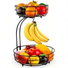Large Fruit Basket, 2026 Pro Detachable Metal Fruit Plate, Countertop Use, For Holding Fruits, Bread, Vegetables And Snacks - Black - View 2