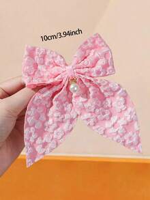 8/1 buah Jepit Rambut Anak Perempuan Motif Pita Ekor Burung Walet Cetak 3D dari Kain Aneka Warna dengan Liontin Mutiara Berlian Imitasi, Aksesori Rambut untuk Bagian Belakang Kepala dan Penggunaan Sehari-hari - MultiWarna - View 4