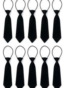Women's Solid Color Satin Fashion Versatile Short Necktie - Black - View 11