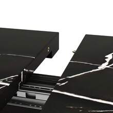 Dining Table Telescopic Table (120-160*75cm), Extendable Table, Extendable To 120-160cm With Aid Of Internal Insert Panels, Kitchen And Living Room, Dining Table With Black Marble Pattern - Black + MDF - View 8