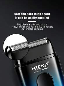 HIENA Portable Electric Shaver For Men, Reciprocating Foil Razor With Digital Power Display, USB Rechargeable Cordless Beard Trimmer, Mini Pocket Travel Shaver, Men Grooming Tool, Ideal Gift For Him - Black Blue - View 2