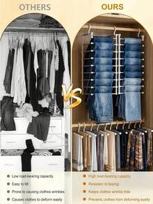 Multi-Layer Pants Rack Space-Saving Foldable Pants Hanger Pants Storage Organizer Suitable For Jeans, Leggings And Casual Pants Room Bathroom Home Decor Storage Organizer Kitchen Essentials Travel Essentials Closet Storage Organizer - Multicolor - View 4