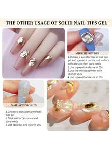 BORN PRETTY 5ml Solid Nail Tips Gel Clear No Sticky UV/LED Curing Adhesive For Press On Nails Carving Flower Rhinestone Moliding - 5ml - View 5