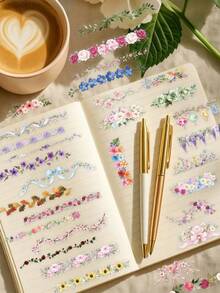50pcs Lace Stickers For Notebook, Planner, Diary, Scrapbook, Tablet, Luggage, Laptop, Holiday Doodle, Self-Adhesive Sealing Stickers - Lace - View 1