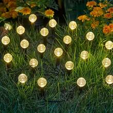 Đèn cắm cỏ LED năng lượng mặt trời ngoài trời hình quả cầu vân rạn, ánh sáng tạo không khí ấm cúng, thiết kế chống nước, phù hợp trang trí sân cỏ, sân sau và vỉa hè - màu đen - Xem 2