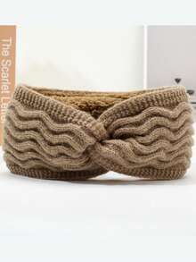 1PC New Fashion Thermal Lined Solid Color Warm Ear-Protective Wide Band Knitted Acrylic Headband Hair Accessory For Autumn/Winter Sports - As Shown - View 11
