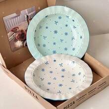 Set Piring Keramik 4 Buah dengan Motif Pita & Kepingan Salju - Termasuk 2 Mangkuk dan Sendok, Aman untuk Mesin Cuci Piring, Cocok untuk Sereal, Sup, Salad, Sarapan, Yogurt, Makanan Penutup, dan Es Krim - Kepingan Salju - Pilihan ganda - View 8