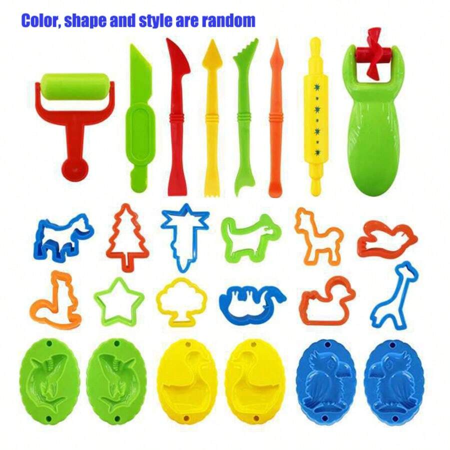 26Pcs Kids Clay Tools Set, DIY Plasticine Molds & Cutters, Rolling Pin Modelling Accessories, Educational Toy For Children(No Clay Included)Color,Shape And Style Are Random - Multicolor - View 1