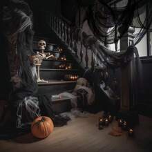 1/2pcs Black Halloween Decorative Fabric, Tear-Resistant Horror Gauze, Suitable For Yard, Porch, Tree Branches, Haunted House, Stair Railing, Backdrop Wall, Indoor And Outdoor Decoration - Black - View 4